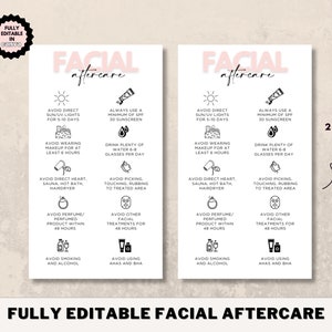 Modèle de carte modifiable de présentations de soins du visage, guide de soins du visage, présentations de soins d'esthéticienne, carte numérique imprimable pour le visage