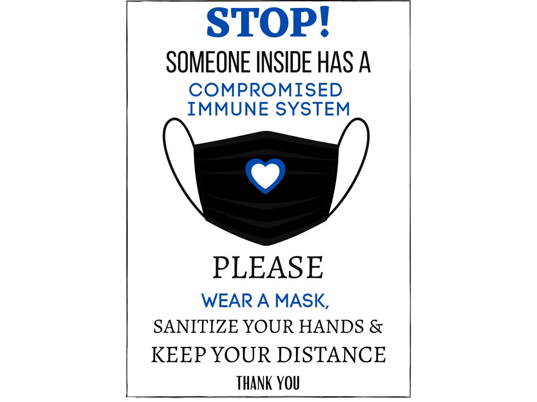 STOP Immunocompromised Person Inside Instant Digital Download Printable ...