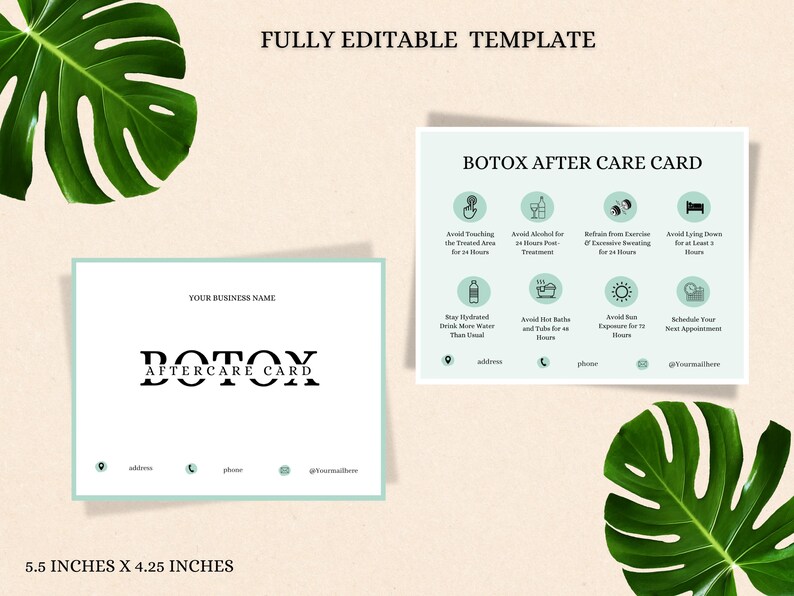 Botox Aftercare Card Template | Customizable Canva Design for Aesthetic ...