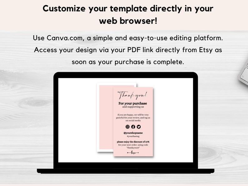 DIY Instant Download Printable Thank You Card for Small Businesses ...