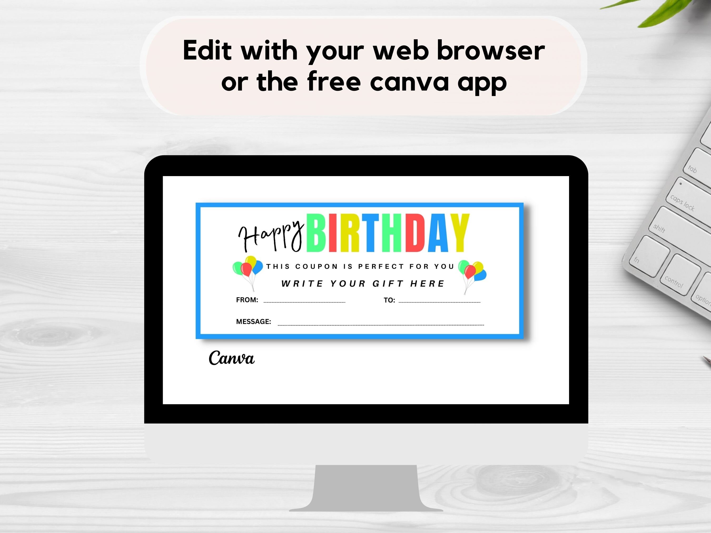 Happy Birthday Gift Certificate Template Printable Unisex - Etsy