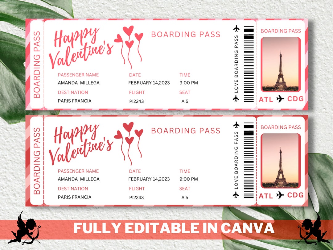 Boarding Pass San Valentine's Day,surprise Boarding Pass,ticket ...