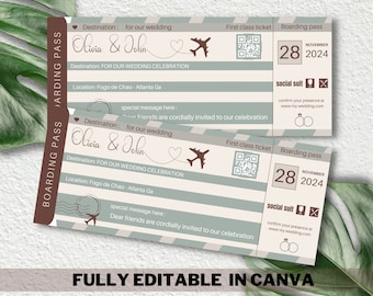 Editable Boarding Pass Template, Printable Boarding Ticket, Canva Boarding Pass Surprise Trip, Airline Ticket Canva, Digital Download