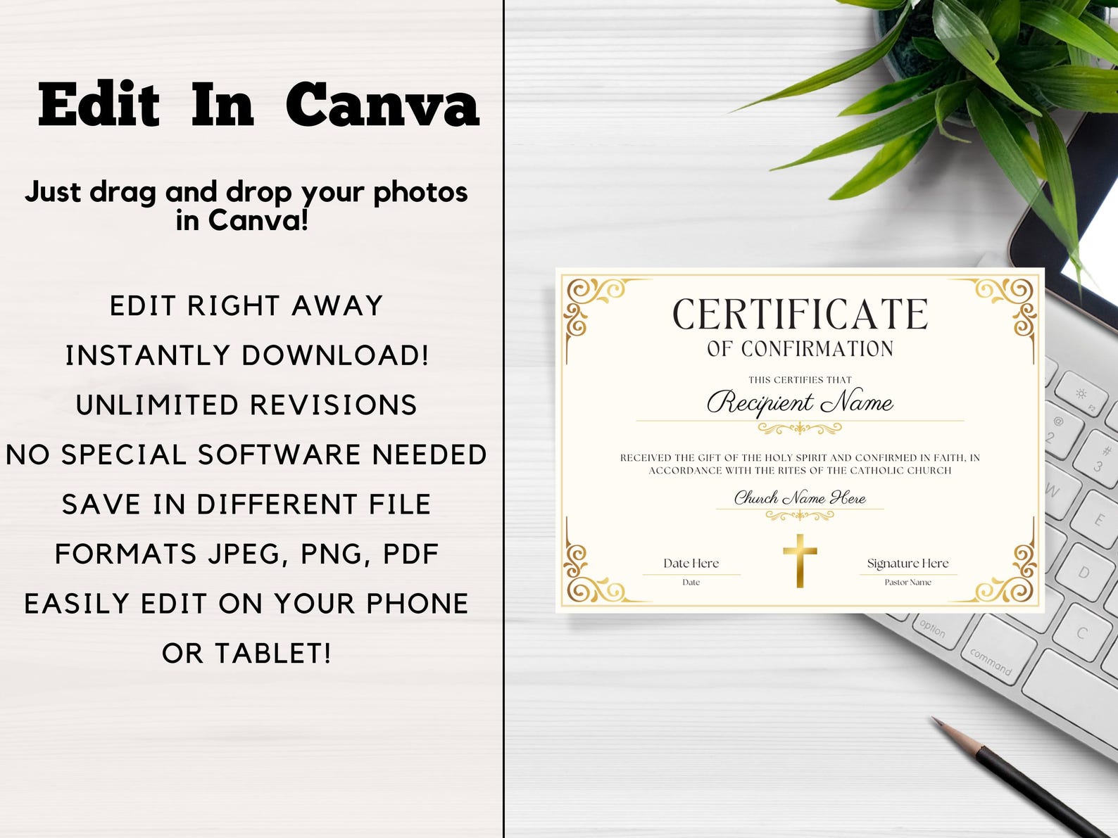 Customizable Confirmation Forms Editable Elegant Certificate of Confirmation Template | Customizable ...