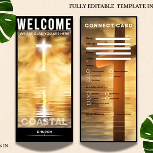 Modelo de cartão de conexão de igreja editável | Cartões de boas-vindas, visitantes e informações personalizados para impressão | Perfeito para divulgação e engajamento da igreja
