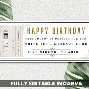 Happy Birthday Gift Certificate Template - Printable Unisex Birthday Gift Certificate, Birthday Gift Coupon for boys and girls, Gift Voucher