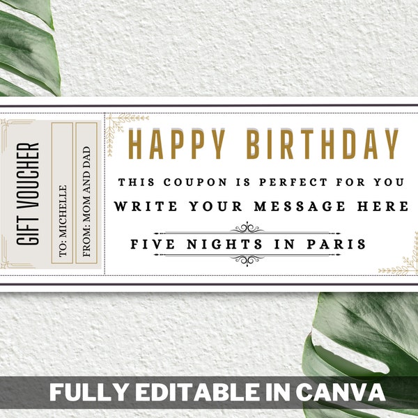 Happy Birthday Gift Certificate Template - Printable Unisex Birthday Gift Certificate, Birthday Gift Coupon for boys and girls, Gift Voucher