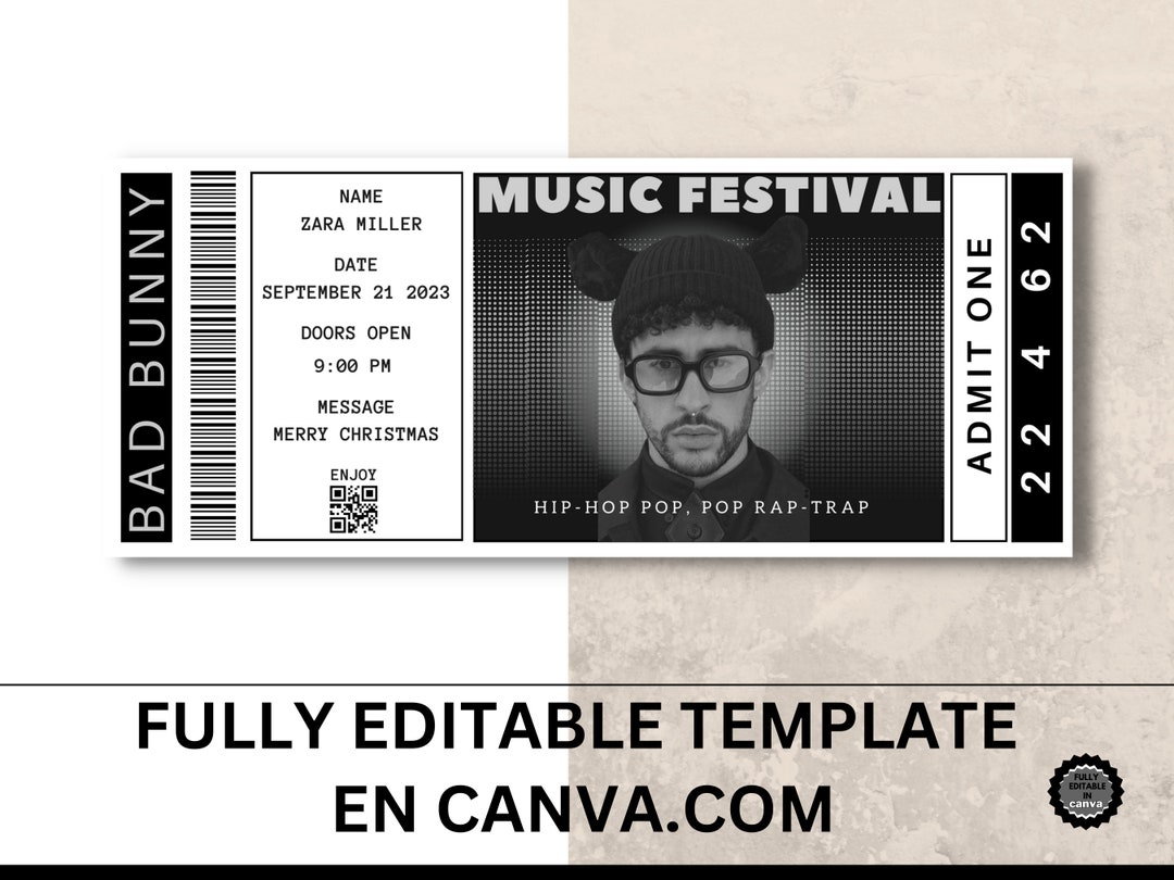 Editable Concert Ticket Template Printable Music Event Etsy Editable Concert Ticket Template Printable Music Event Etsy
