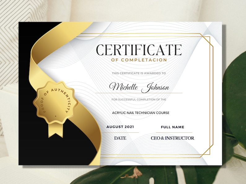 Certificate of Completion Template - Instant Digital Download ...