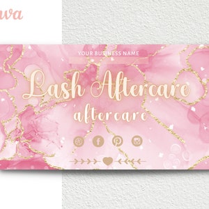 Lash nazorg kaartsjabloon, bewerkbare Lash visitekaartje, Lash extensie kaart, wimper zorg kaart, Lash nazorg kaarten Canva