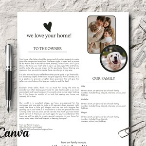 Plantilla de carta de oferta de vivienda, carta editable, carta de oferta de vendedor de comprador de vivienda imprimible, plantilla de Canva de bienes raíces 2022
