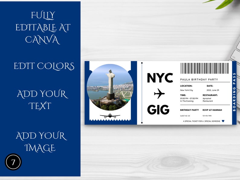 Editable Boarding Pass Template Printable Airline Ticket - Etsy