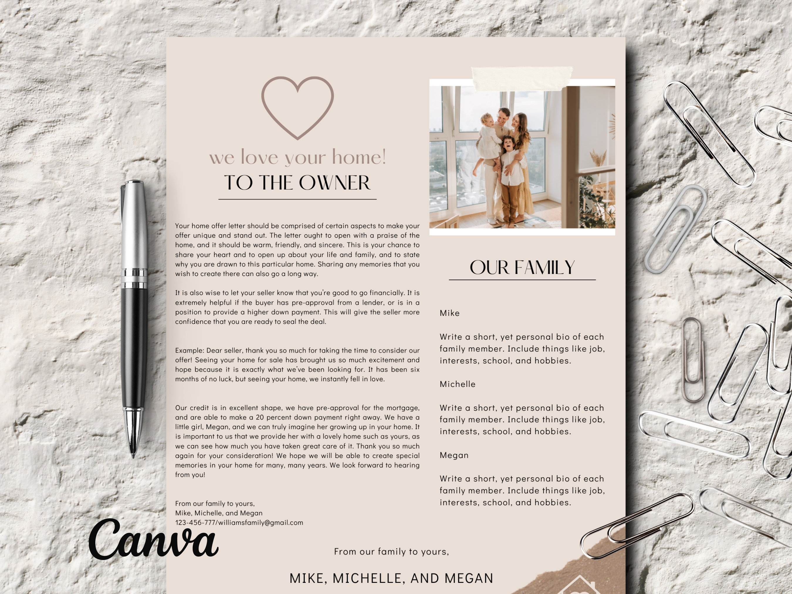 Home Offer Letter Template, Editable Letter, Printable Home Buyer Seller Offer Letter, Real Estate Canva Template 2022