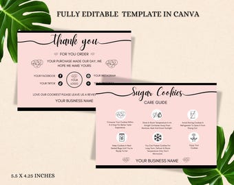 Editable Cookie Care Instructions Template | Customizable Printable Care Card for Cookie Businesses | Instant Download Cookie Care Guide "
