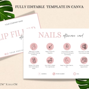 Editable Lip Filler Aftercare Card Template | Customizable Post-Treatment Care Instructions | Perfect for Aesthetic Clinics & Beauty Salons.