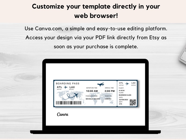 Editable Boarding Pass Template Printable Airline Ticket - Etsy