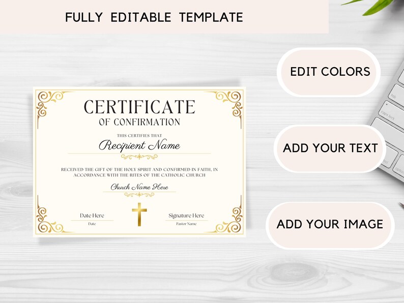 Editable Elegant Certificate of Confirmation Template | Customizable ...