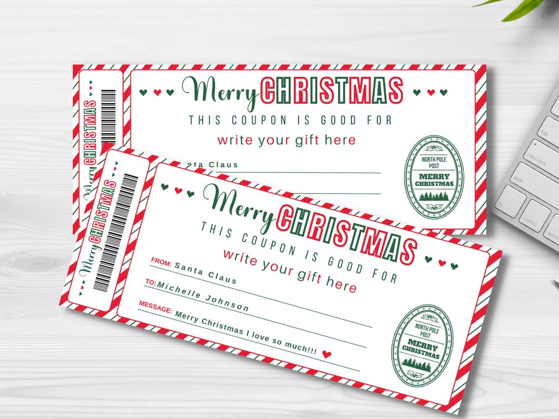 Editable Christmas Coupon Template Printable Christmas - Etsy