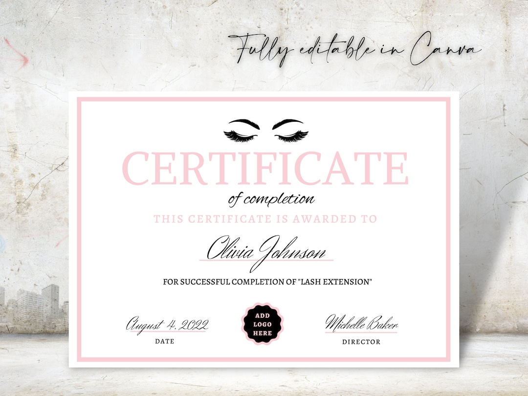Editable Certificate of Completion, Training Certificate Template, Printable Makeup Artist ...