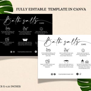 Bath Salts Care Card Template | Editable Epsom Salts Care Guide | Printable Bath Soak Instructions | Safety and Usage Notes for Bath Salts |