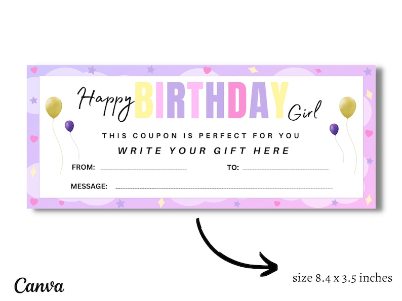 Happy Birthday Gift Certificate Template Printable Unisex - Etsy