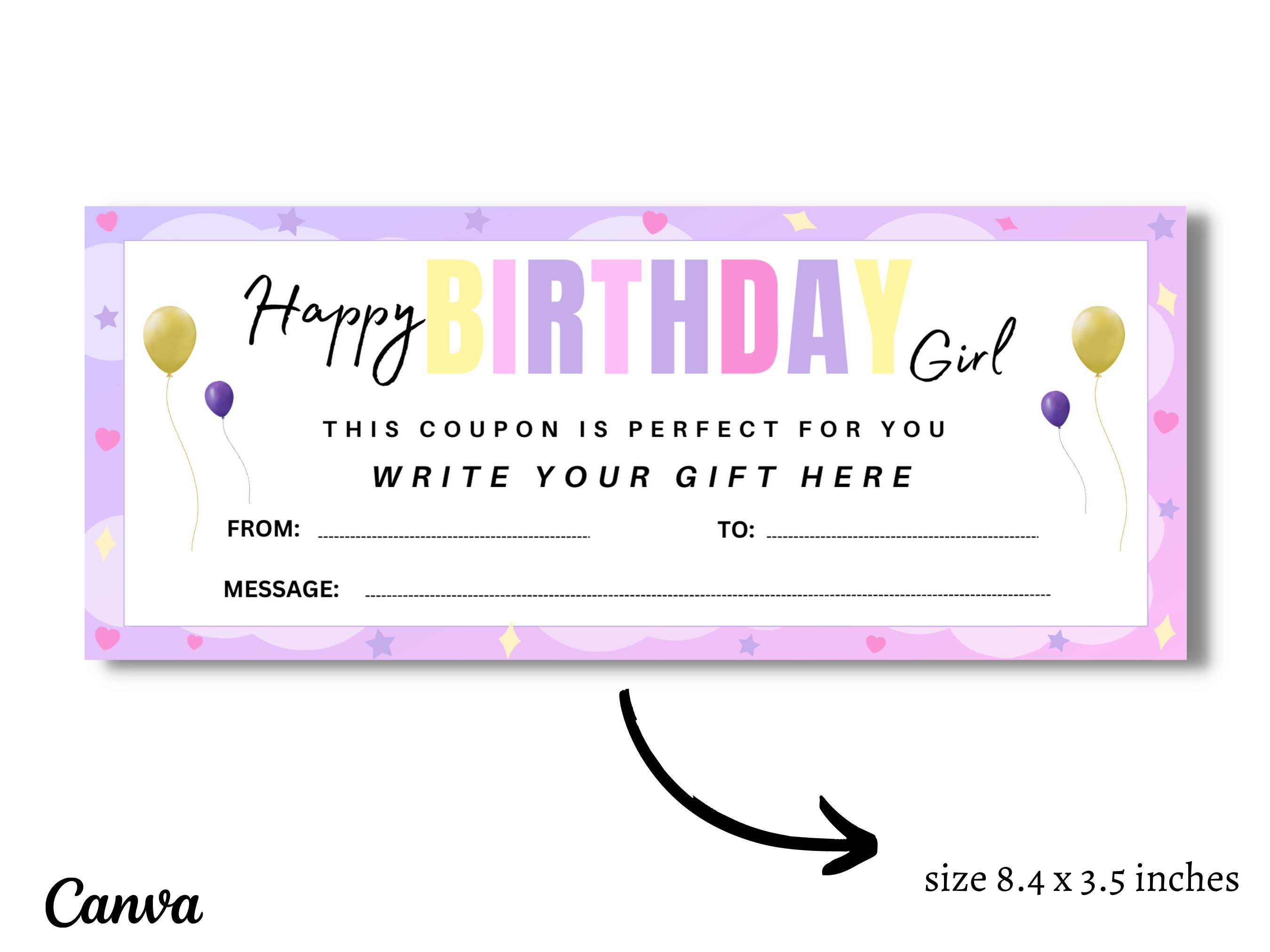 Happy Birthday Gift Certificate Template Printable Unisex Etsy
