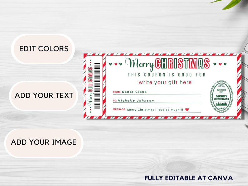 Editable Christmas Coupon Template Printable Christmas Etsy