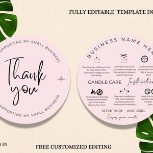 Printable Candle Warding Label, Pink Candle Sicherheitshinweise, Canva Candle Warnaufkleber Vorlage Bearbeitbare Candle Care Card Pink