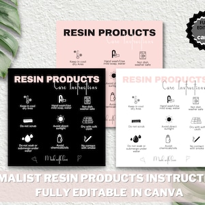 Resin Care Card Editable Template, Canva Editable Resin Template, Printable Resin Care Card & Instructions, Resin Garment Care Guide Temper.