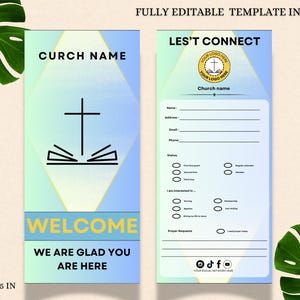 Modelo de cartão de conexão de igreja editável | Cartões de boas-vindas, visitantes e informações personalizados para impressão | Perfeito para divulgação e engajamento da igreja