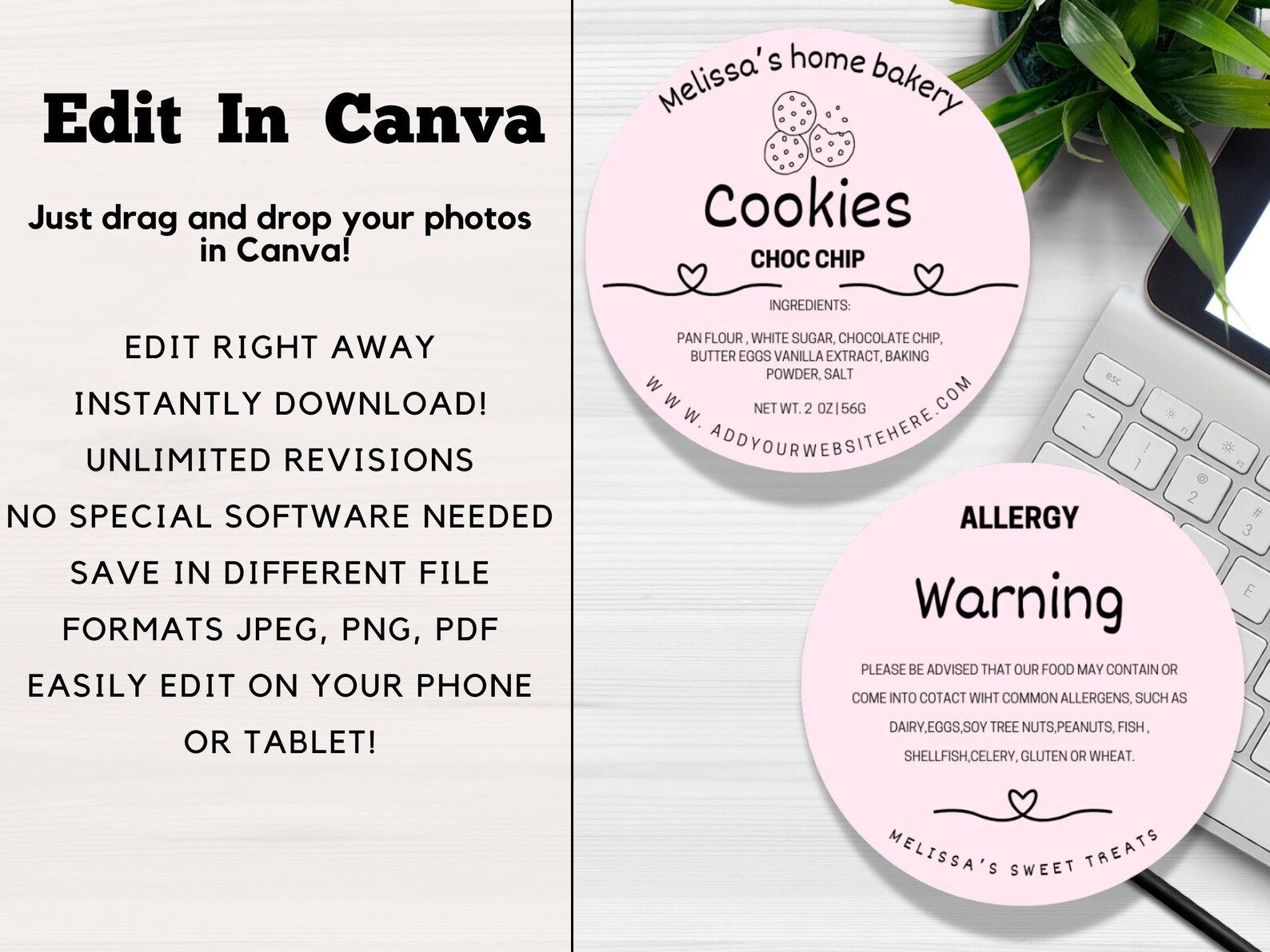 Editable Cookie Warning Labels Template Canva Template Cottage Law ...