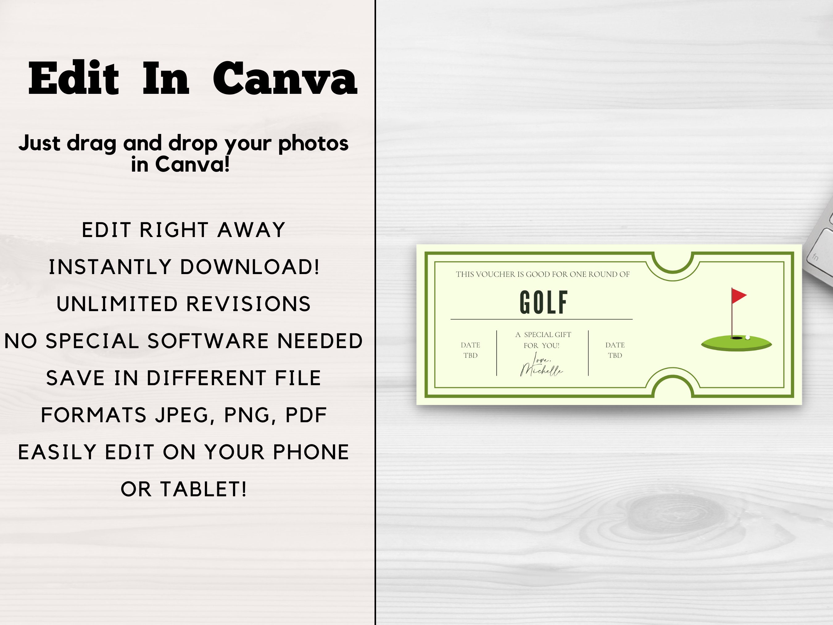 Surprise Golf Trip Ticket Gift, Surprise Trip, Gift Voucher Certificate  Ticket Template for Any Occasion - Editable in Canva / Printable - Etsy, image size:2700x2025