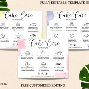 Bearbeitbare Kuchenpflege Kartenvorlage | Hochzeitstorte Pflegehinweise | Printable Cake Care Guide | Personalisierbares Digital Design 2024 in Canva.