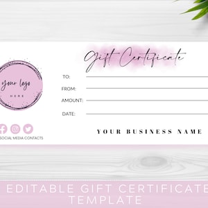 Gift Certificate Template - Instant Digital Download - Printable Modern Gift Card 2022, editable in canva