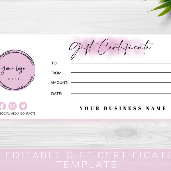 Gift Certificate Template - Instant Digital Download - Printable Modern Gift Card 2022, editable in canva