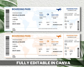 Editable Boarding Pass Template, Printable Boarding Ticket, Canva Boarding Pass Surprise Trip, Airline Ticket Canva, Digital Download