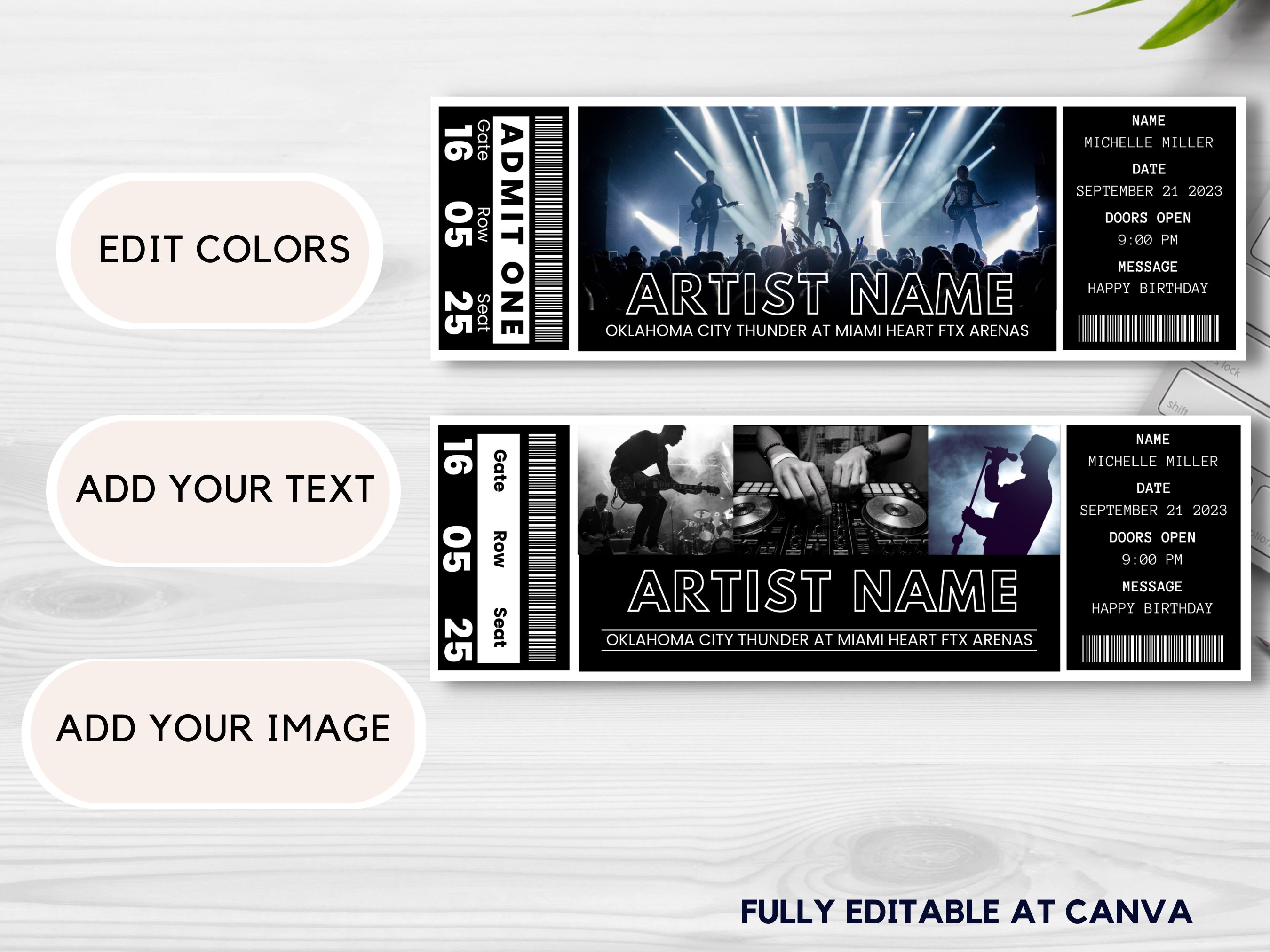 Editable Concert Ticket Template, Printable Music Event Ticket, Custom 2022  Concert Ticket Invitation Fully Editable in Canva - Etsy, image size:2700x2025