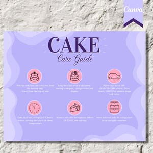 Cake Care Card Template, Canva Editable Wedding Cake Care Cards Printable Cake Care Guide, Instant Digital Download 2024