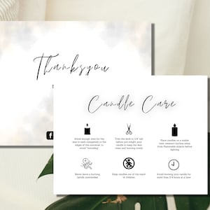 Candle Care Card Template, Editable and Use with Canva, Printable for Business, Watercolor, Instructions, Safety Card Design, Snapshot,