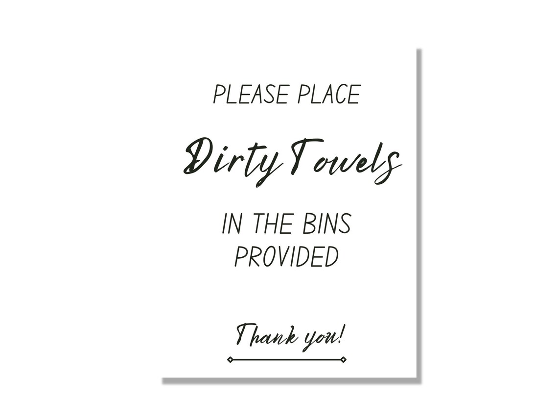Sign that tells you where to place the dirty towels ideal for Etsy