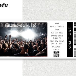 Editable Concert Ticket Template, Printable Music Event Ticket, Custom 2022 Concert Ticket Invitation fully editable in canva