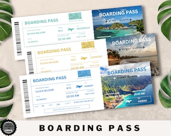 Editable Boarding Pass Template, Printable Boarding Ticket, Canva Boarding Pass Surprise Trip, Airline Ticket Canva, Digital Download