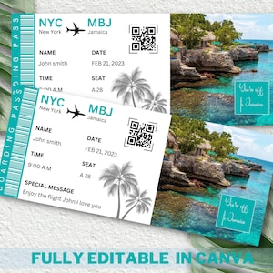 Editable Boarding Pass Template, Printable Boarding Ticket, Canva Boarding Pass Surprise Trip, Airline Ticket Canva, Digital Download