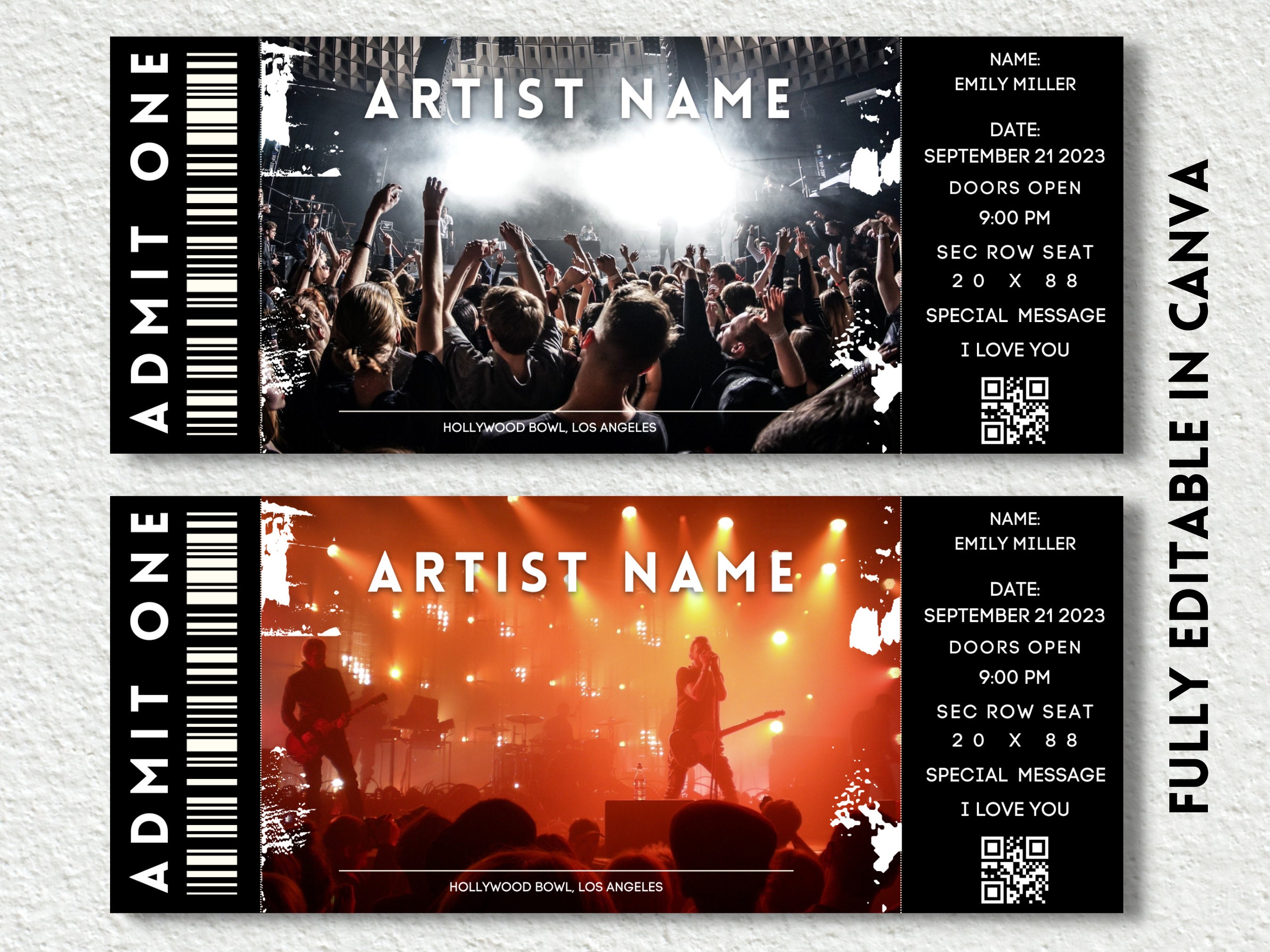 Editable Concert Ticket Template Printable Music Event Etsy Editable Concert Ticket Template Printable Music Event Etsy