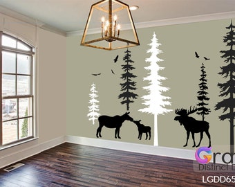 Moose wall decal Set of 10 Nature Wilderness Cabin themed Woods stickers