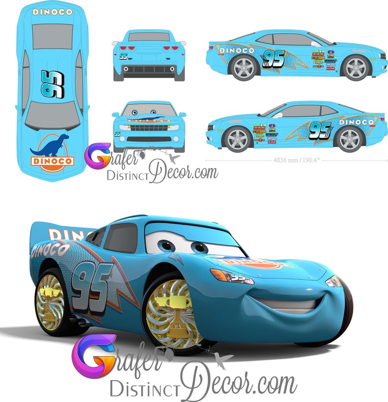 Lightning MCQUEEN Racing CAR Decal Custom WRAPS for Advertising, Vinyl
