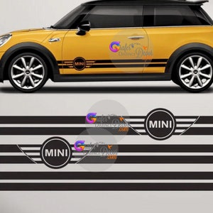 BMW MINI Cooper Checkered Flag Side Stripe Decals for Mini Cooper - Grid Stripe Car Door Stickers
