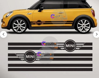 BMW MINI Cooper Checkered Flag Side Stripe Decals for Mini Cooper - Grid Stripe Car Door Stickers