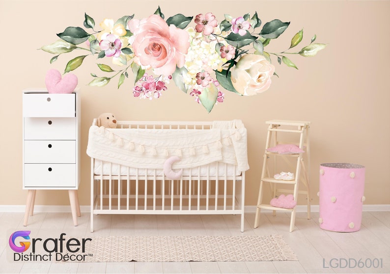 Nursery Wall Decal Rose Wall Decal Flowers Blossoms Decals Etsy