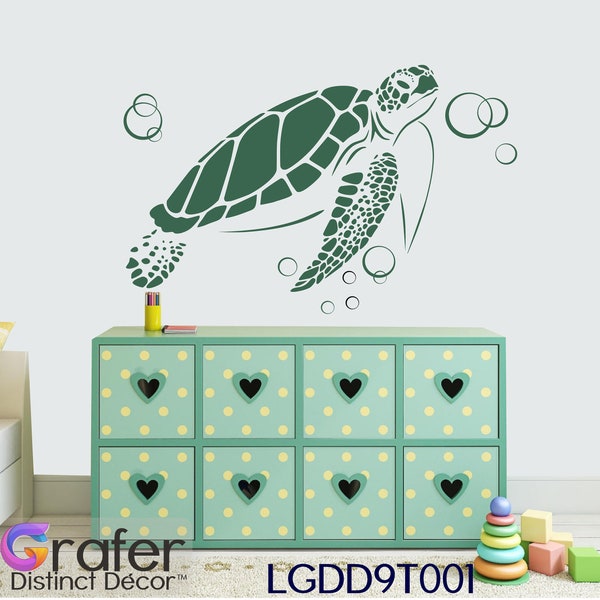 Sea Turtles Decal, with Bubbles - Vinyl Wall Art Decal Custom Stickers